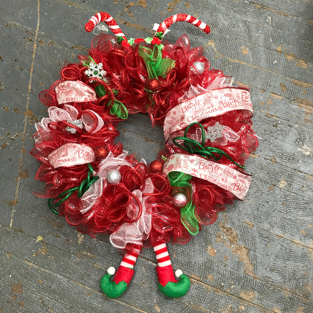Elf Christmas Holiday Wreath Door Hanger 