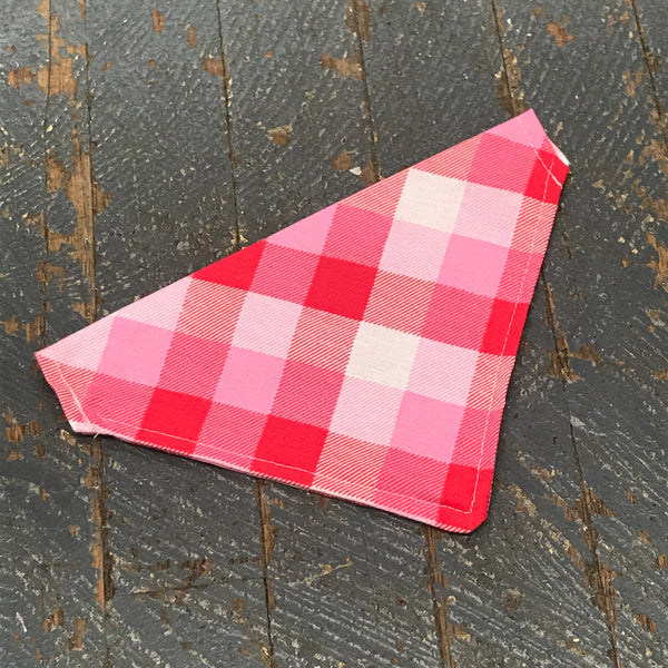Red Pink Plaid Love Dog Collar Pet Bandanna Neck Scarf Small