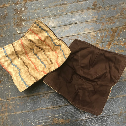 Handmade Fabric Cloth Microwave Bowl Coozie Hot Cold Pad Holder Brown Neutral Tones