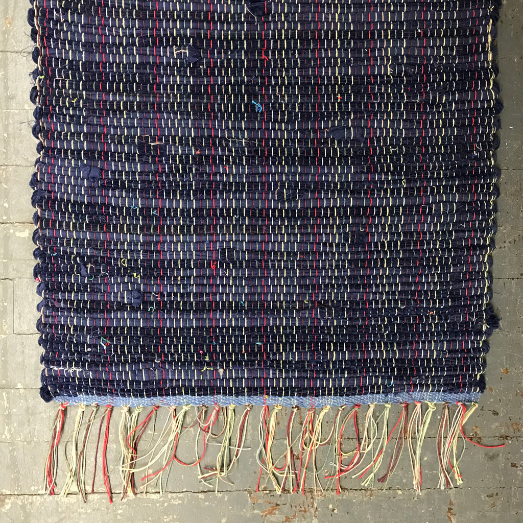 #33 Blue Corduroy Rag Rug Weaved Table Runner Rug by Morgan