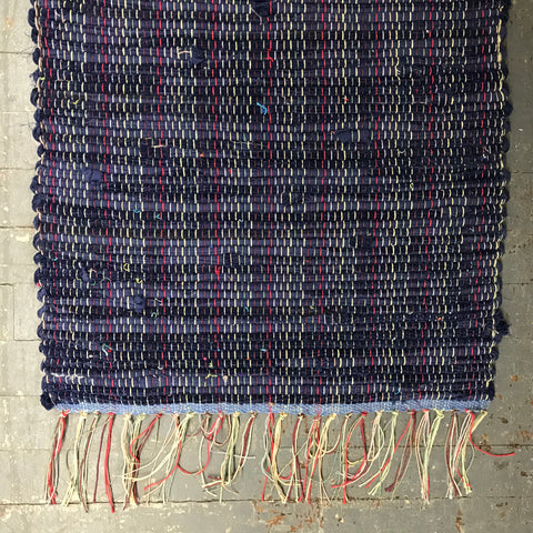 #33 Blue Corduroy Rag Rug Weaved Table Runner Rug by Morgan