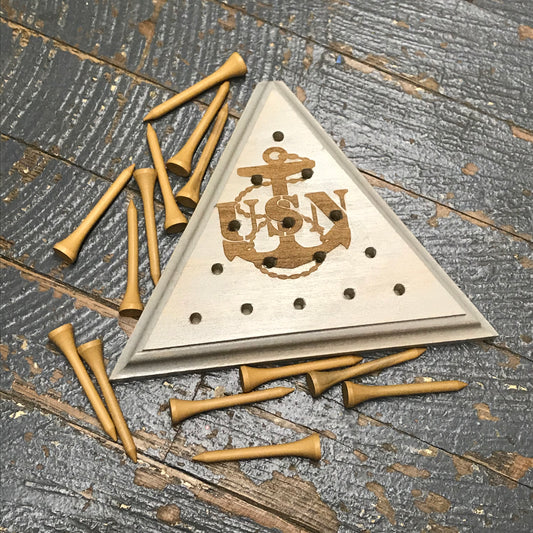 Wooden Tricky Triangle Golf Tee Peg Game US Navy