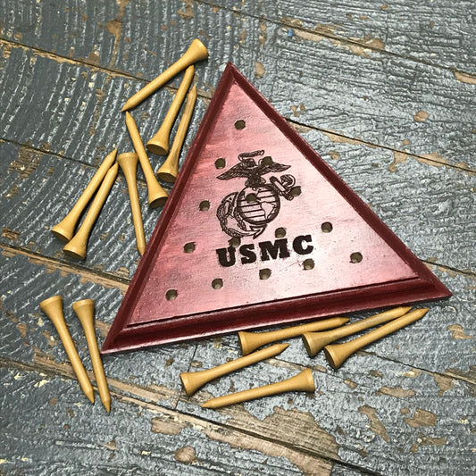 Wooden Tricky Triangle Golf Tee Peg Game US Marine