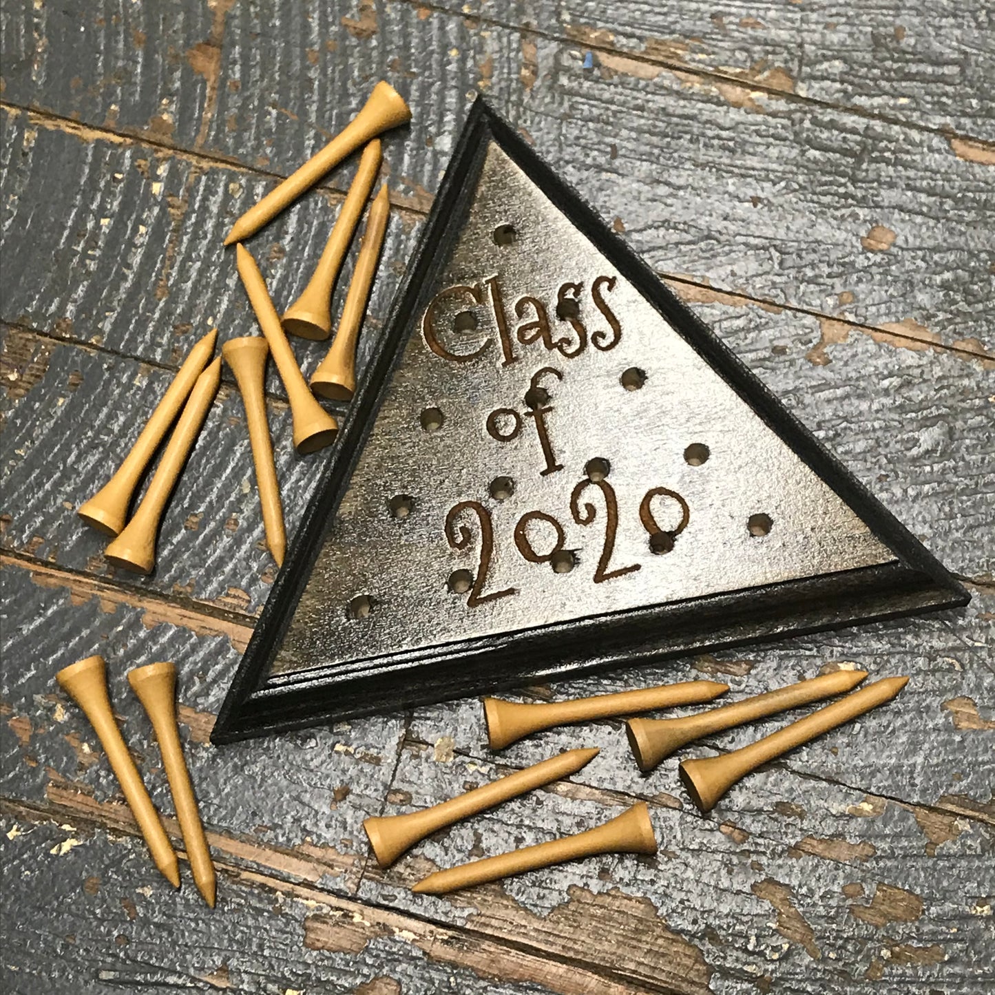 Wooden Tricky Triangle Golf Tee Peg Game Graduation Class 2020