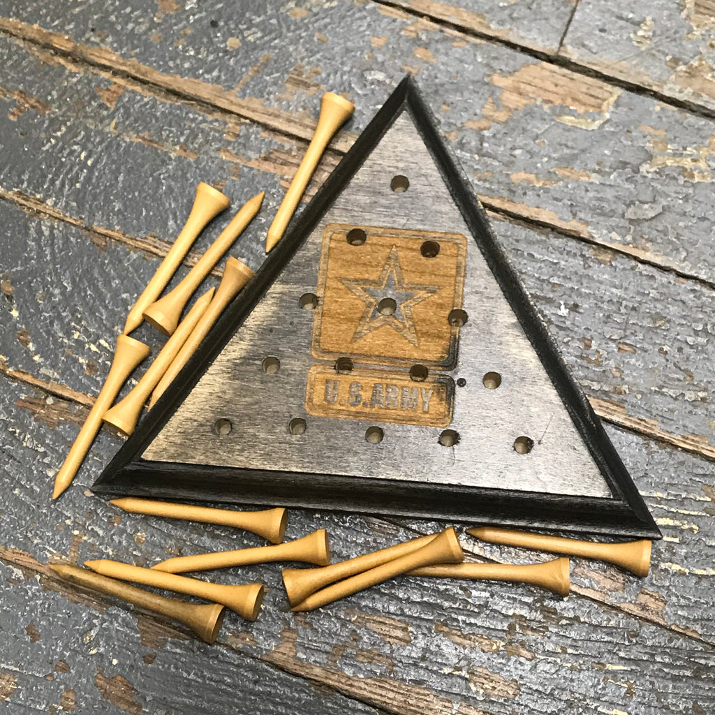 Wooden Tricky Triangle Golf Tee Peg Game US Army