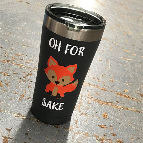 Oh For Fox Sake Emoji Fox Stainless Steel 20oz Beverage Drink Travel Tumbler Black