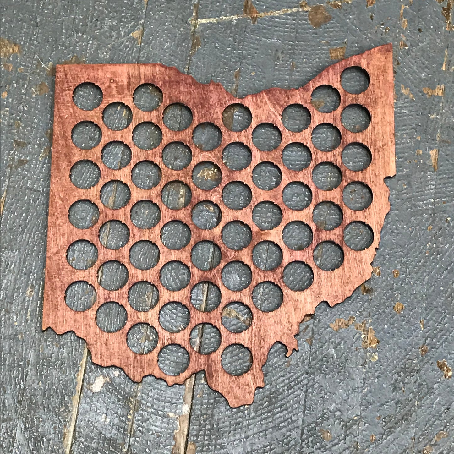 Bottle Cap Holder State of Ohio Brown