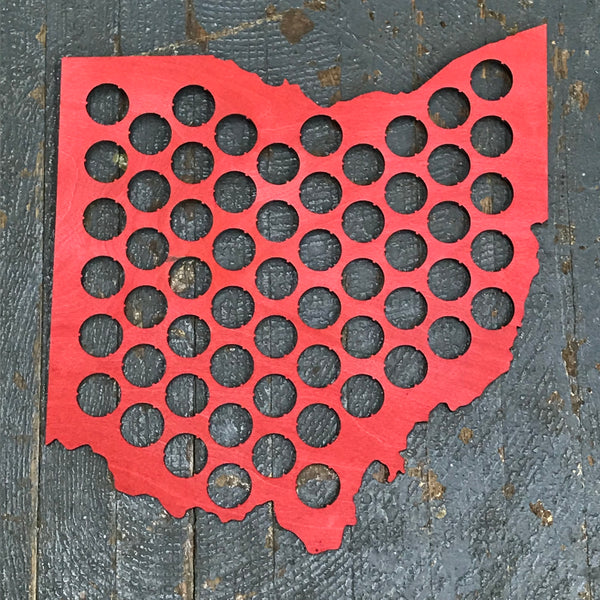 Bottle Cap Holder State of Ohio Red