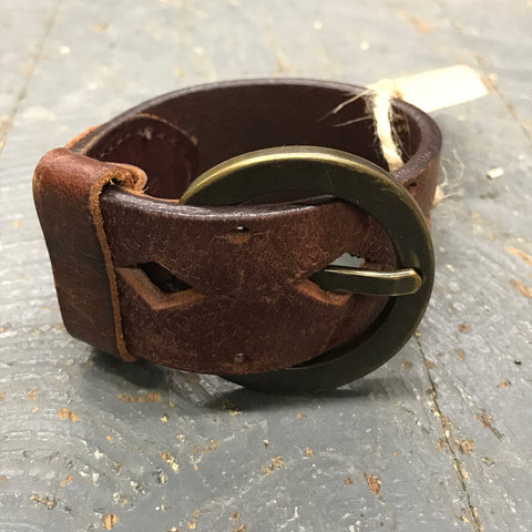Brown Leather Belt Buckle Snap Bracelet