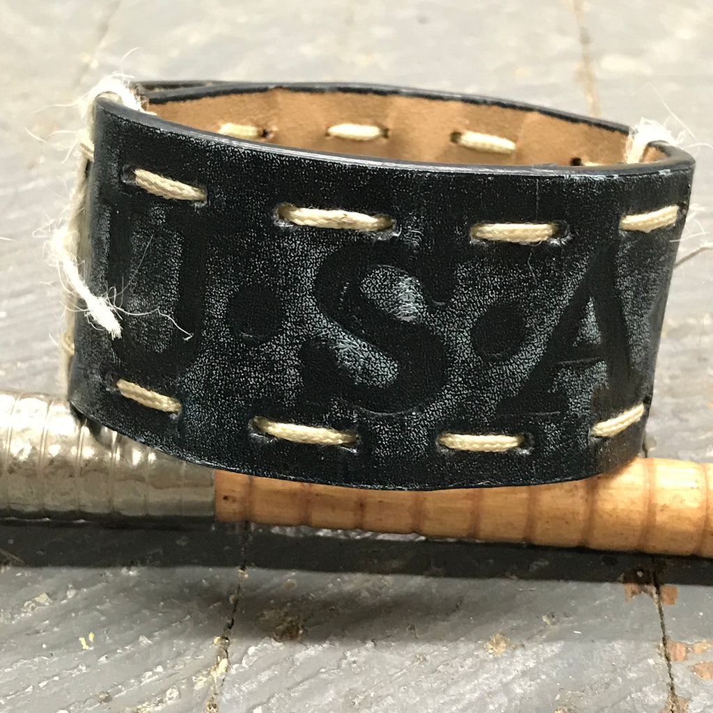 Blue Faux Leather Belt Patriotic USA Snap Bracelet