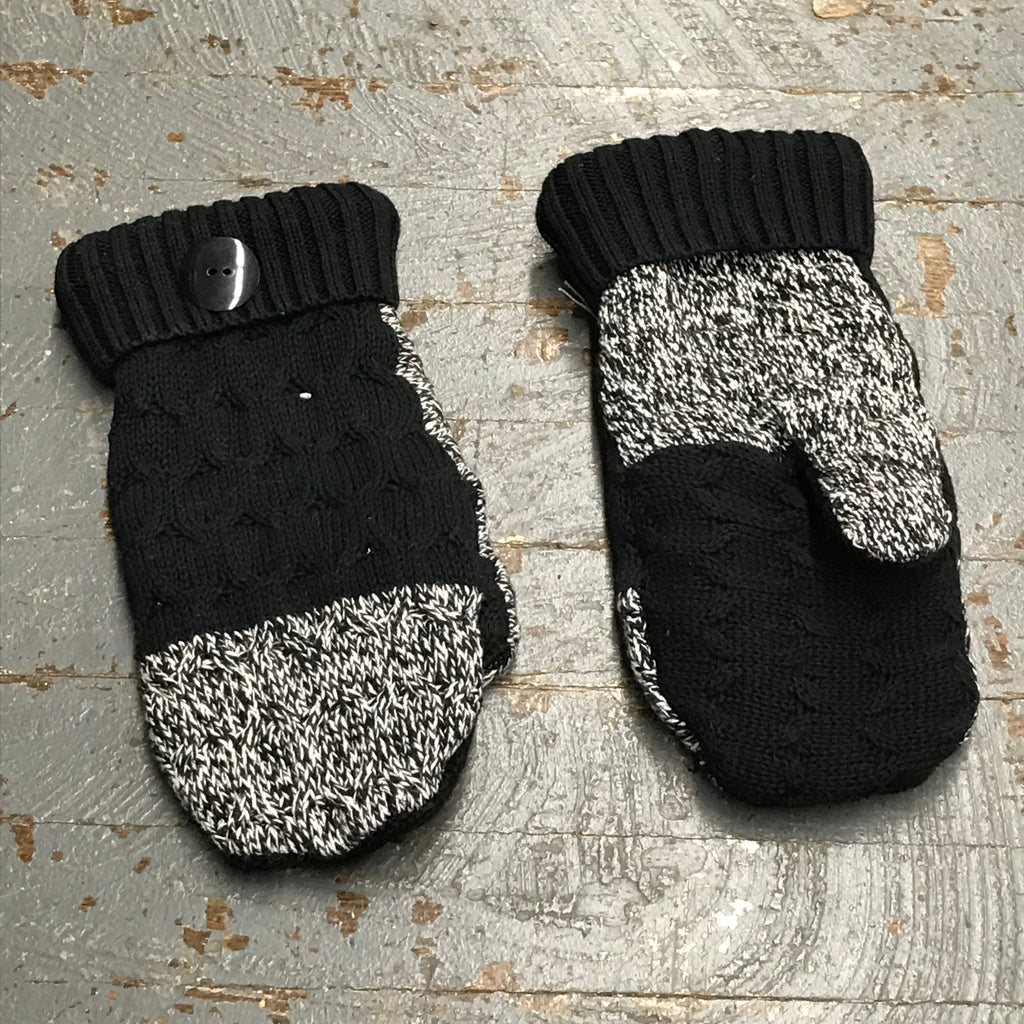 Upcycled Sweater Fleece Lined Mittens Black White