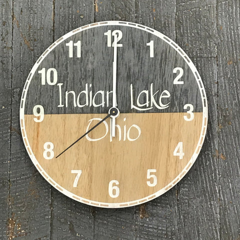 9" Round Nautical Wooden Indian Lake Clock Painted