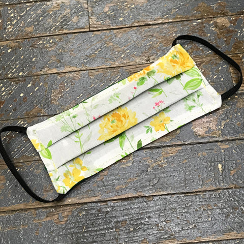 Yellow Spring Flowers Handmade Cotton Cloth Face Mask Reversible Reusable