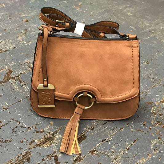 Concealed Carry Purse Crossbody Caramel Suede Bulldog