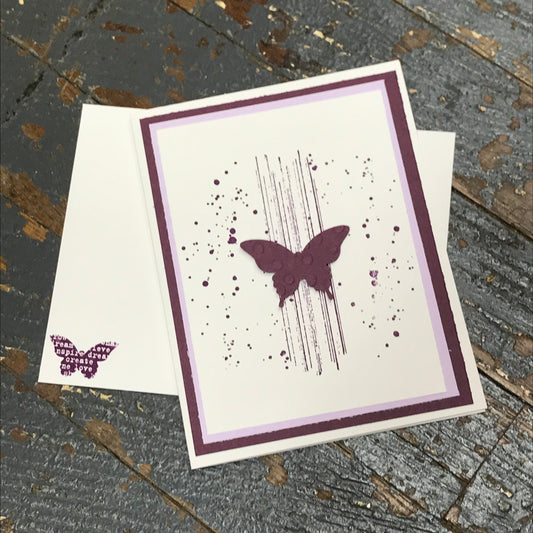 Butterfly Purple Blank Handmade Stampin Up Greeting Card with Envelope