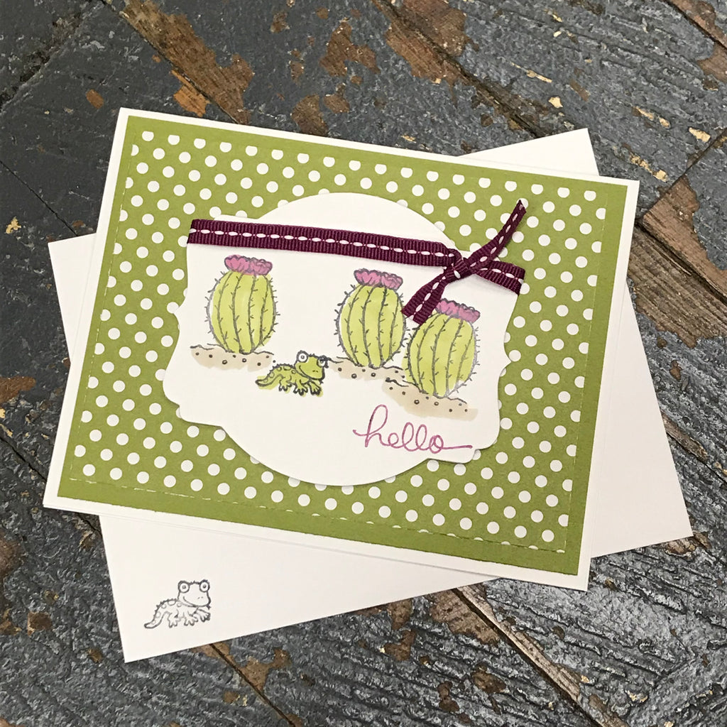 Hello Catcus Lizard Handmade Stampin Up Greeting Card with Envelope