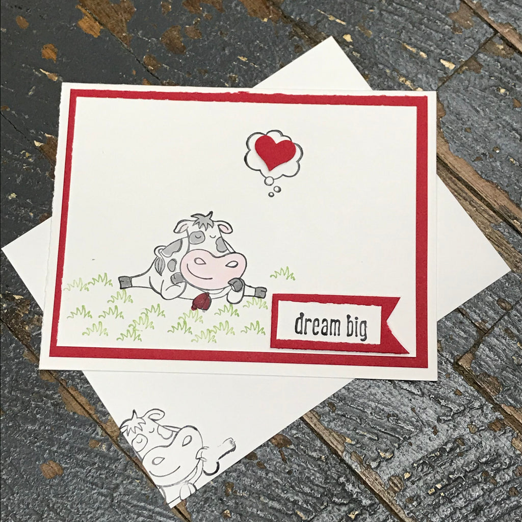 Dream Big Farm Cow Handmade Stampin Up Greeting Card with Envelope