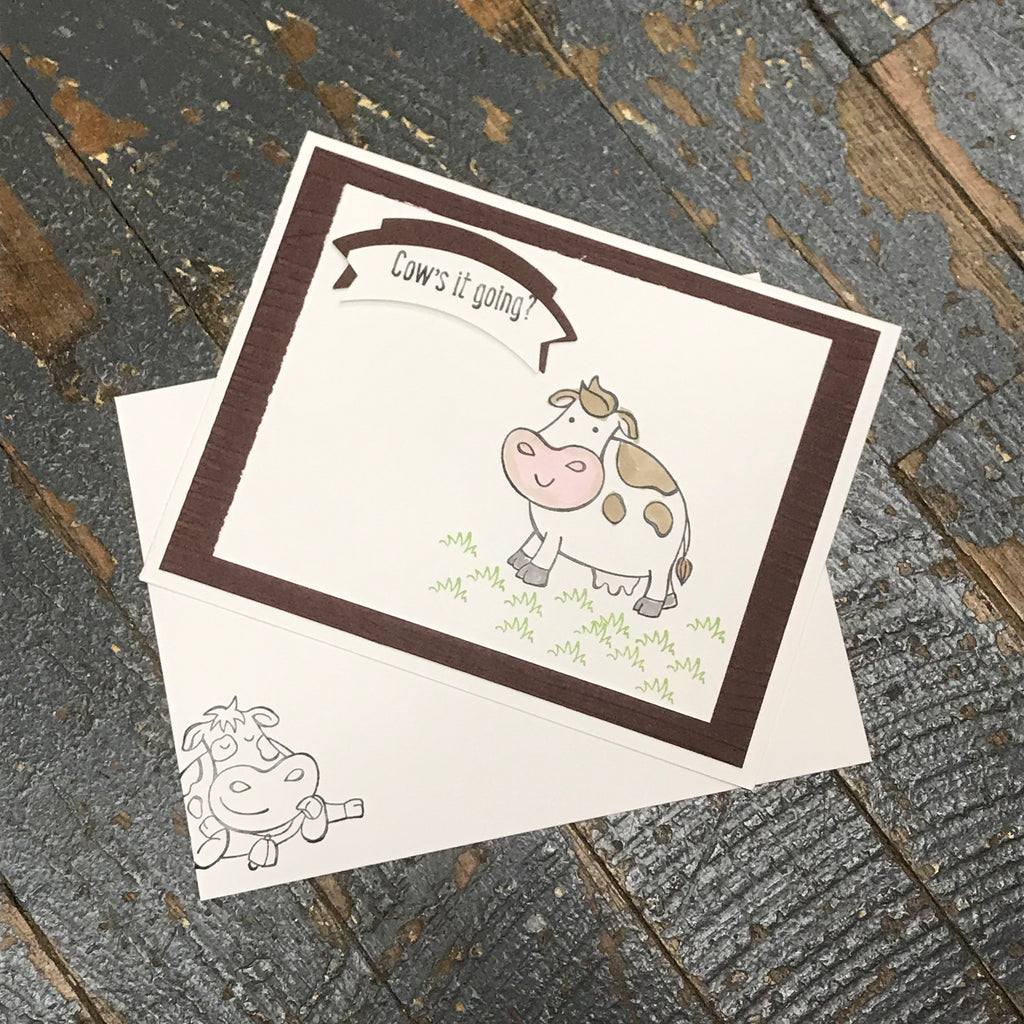 Cow's It Going Farm Cow Handmade Stampin Up Greeting Card with Envelope