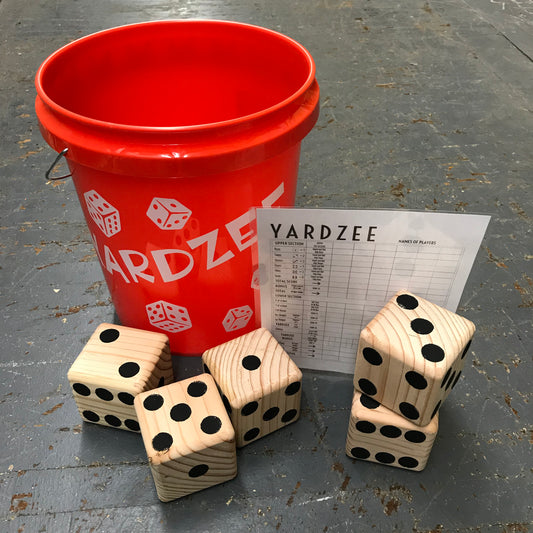 Classic Yahtzee Yardzee Outdoor Dice Game Red Bucket