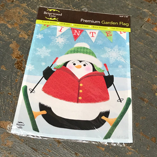 Winter Penguin Skiing Holiday Garden Flag