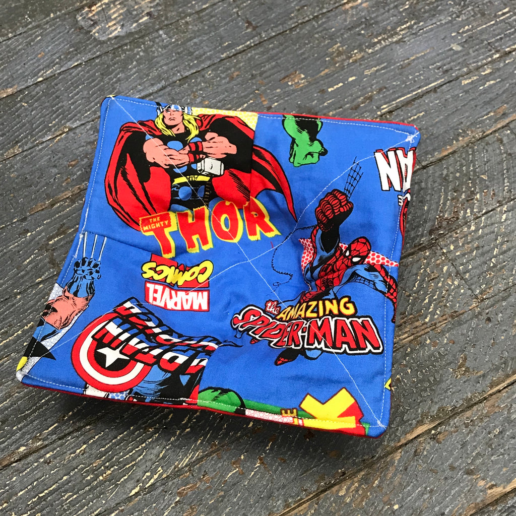 Handmade Fabric Cloth Microwave Bowl Coozie Hot Cold Pad Holder DC Marvel Comic Superhero