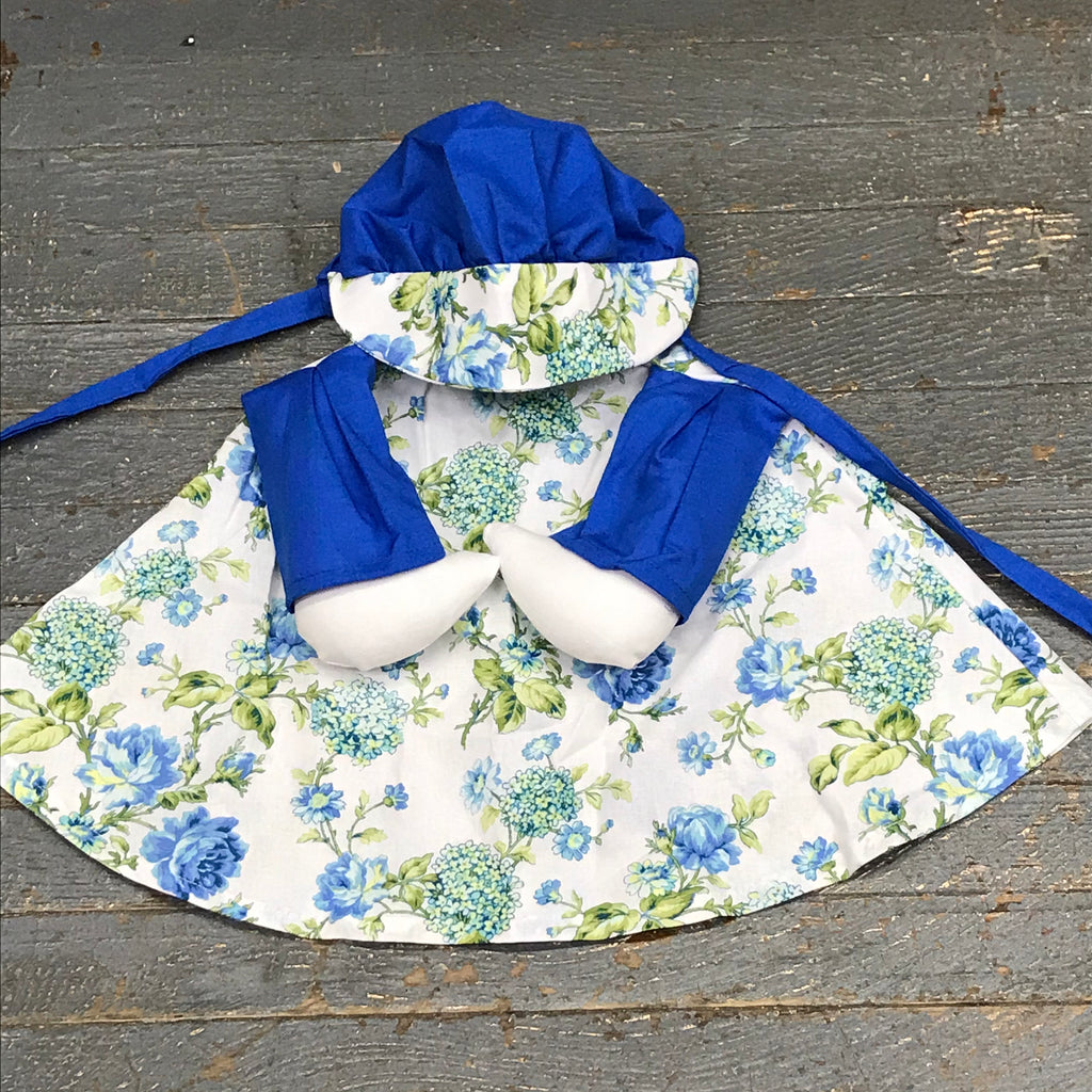 Goose Clothes Complete Holiday Goose Outfit White Blue Green Floral Dress and Hat Costume