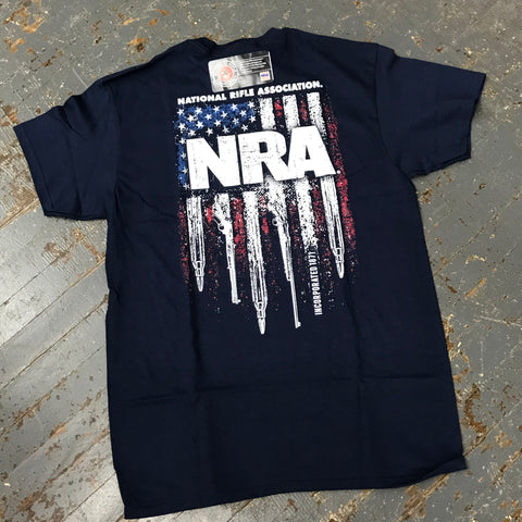 NRA Gun Stripes Short Sleeve T-Shirt Navy Graphic Designer Tee