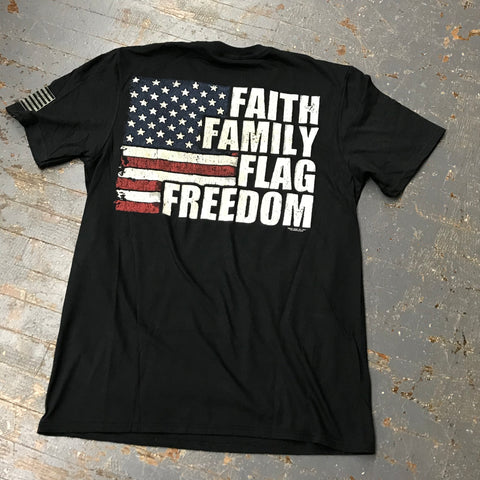 Faith Family Flag Freedom Short Sleeve T-Shirt Black Graphic Designer Tee