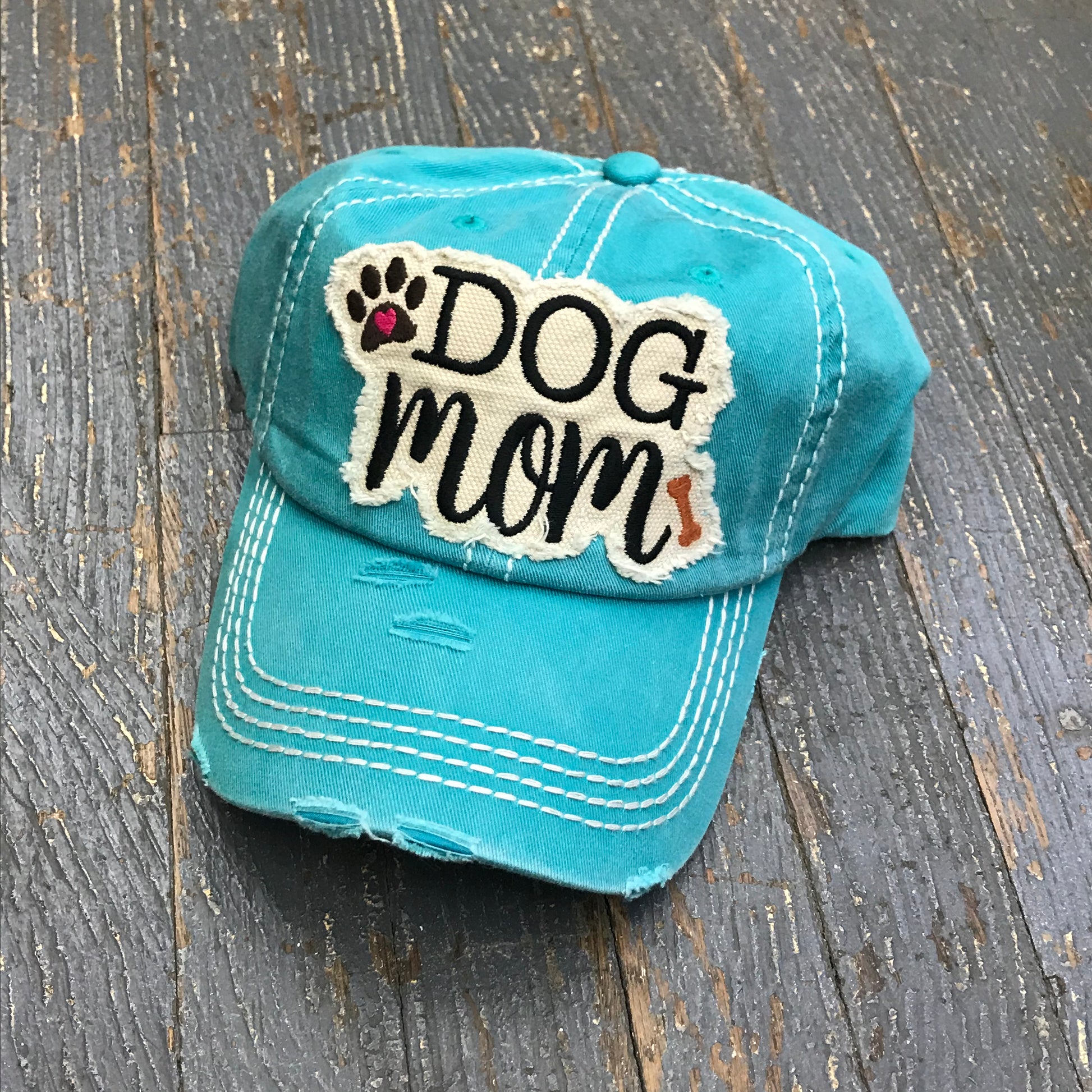 Dog Mom Hat Teal Embroidered Ball Cap