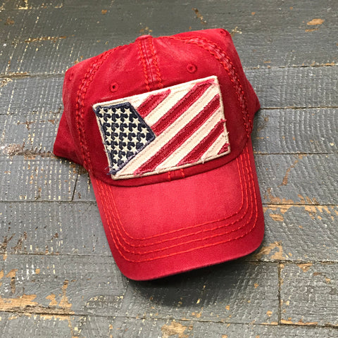 American Flag Patriotic Patch Faded Red Embroidered Ball Cap
