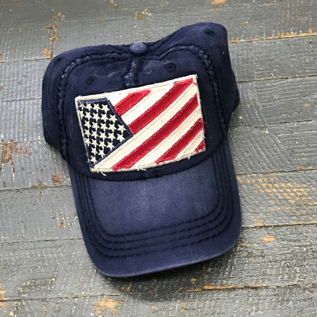 American Flag Patriotic Patch Faded Blue Embroidered Ball Cap