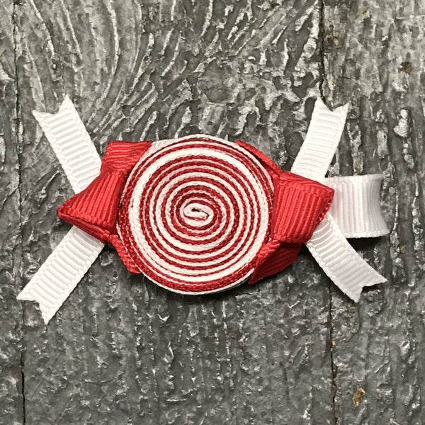 Hair Clip Ribbon Sculpture Headband Bow Holiday Christmas Peppermint Candy