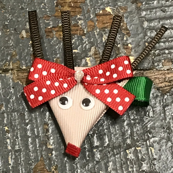 Hair Clip Ribbon Sculpture Headband Bow Holiday Christmas Reindeer