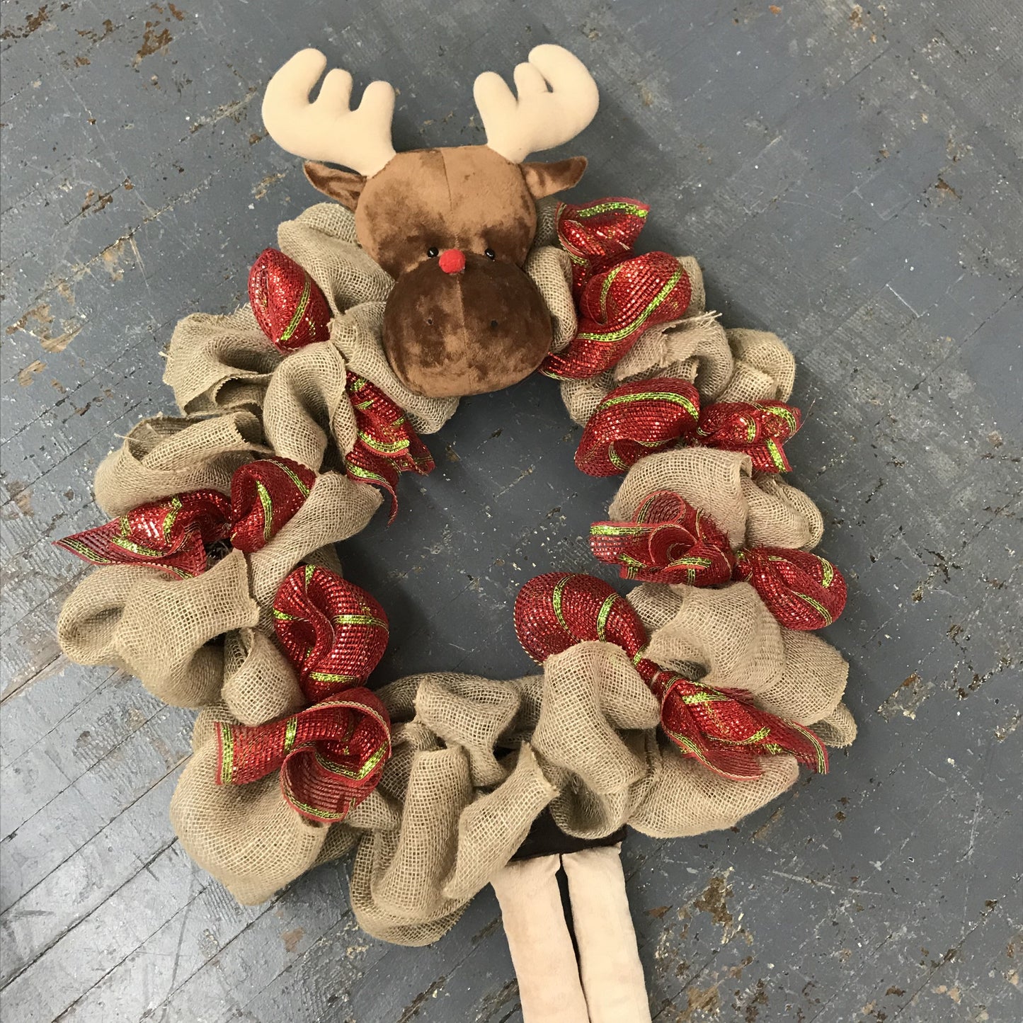 Rudolph the Red Nose Reindeer Christmas Holiday Wreath Door Hanger