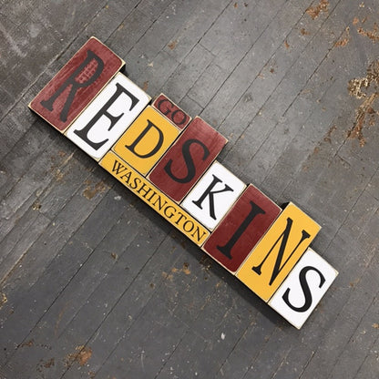 Hand Crafted Wood Word Block Set Football NFL Washington Redskins Decoration