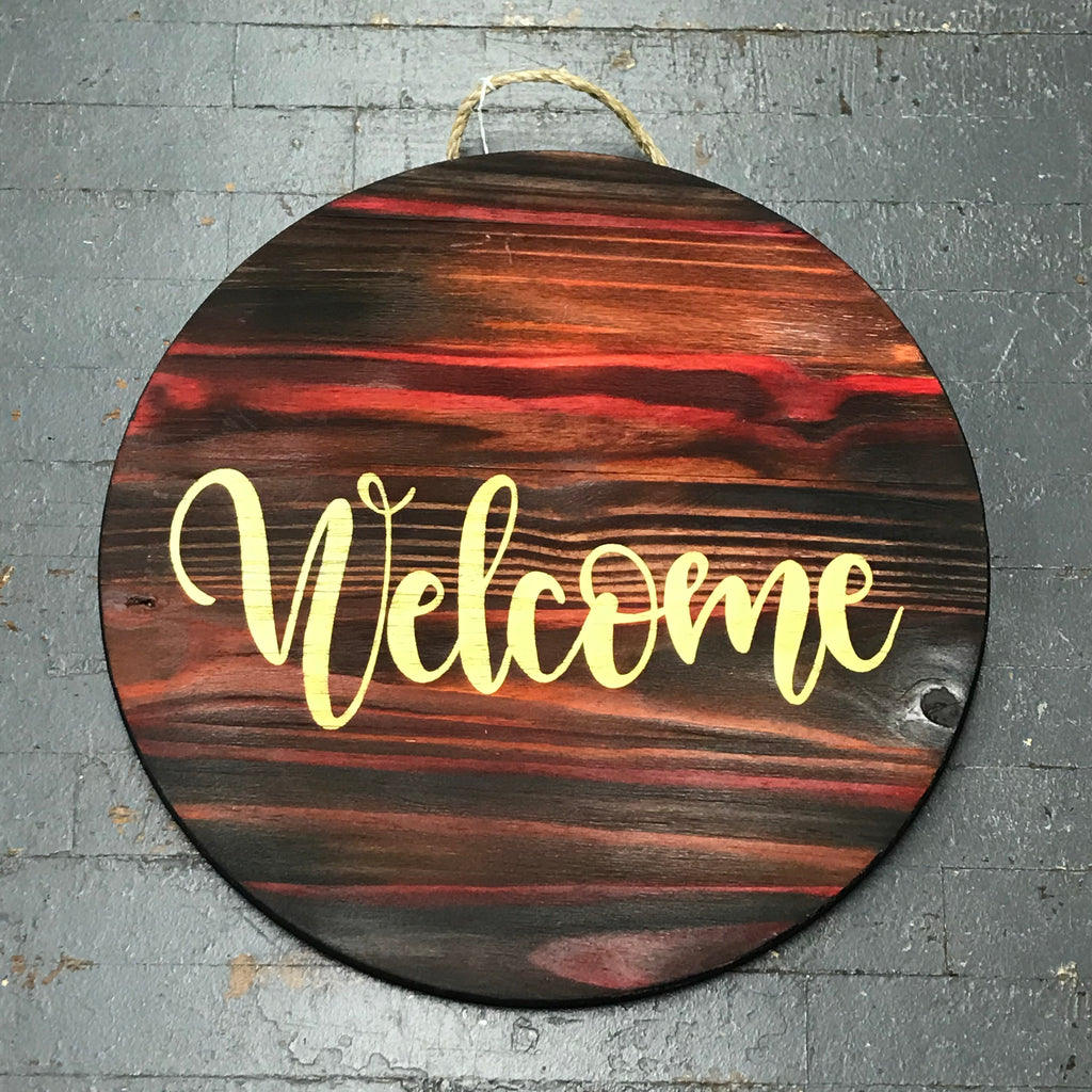 Welcome Red Tones Round Indoor/Outdoor Wall Sign Door Wreath