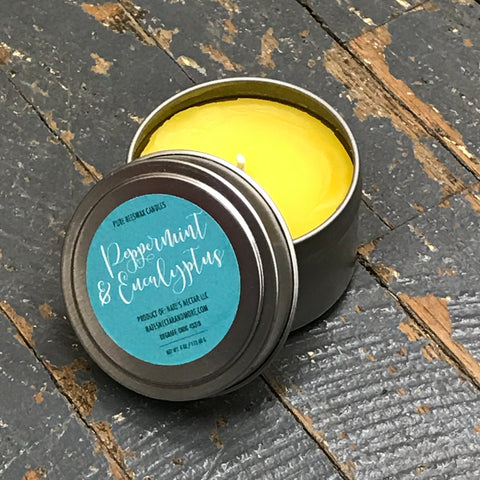 Pure Beeswax Peppermint Eucalyptus Tin Candle