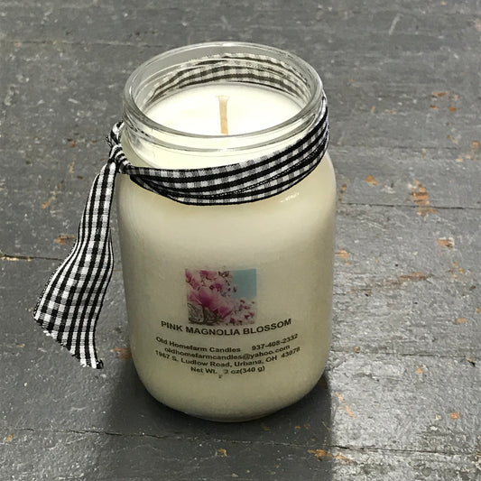 Pink Magnolia Blossom Old Homefarm Mason Jar Soy Candle