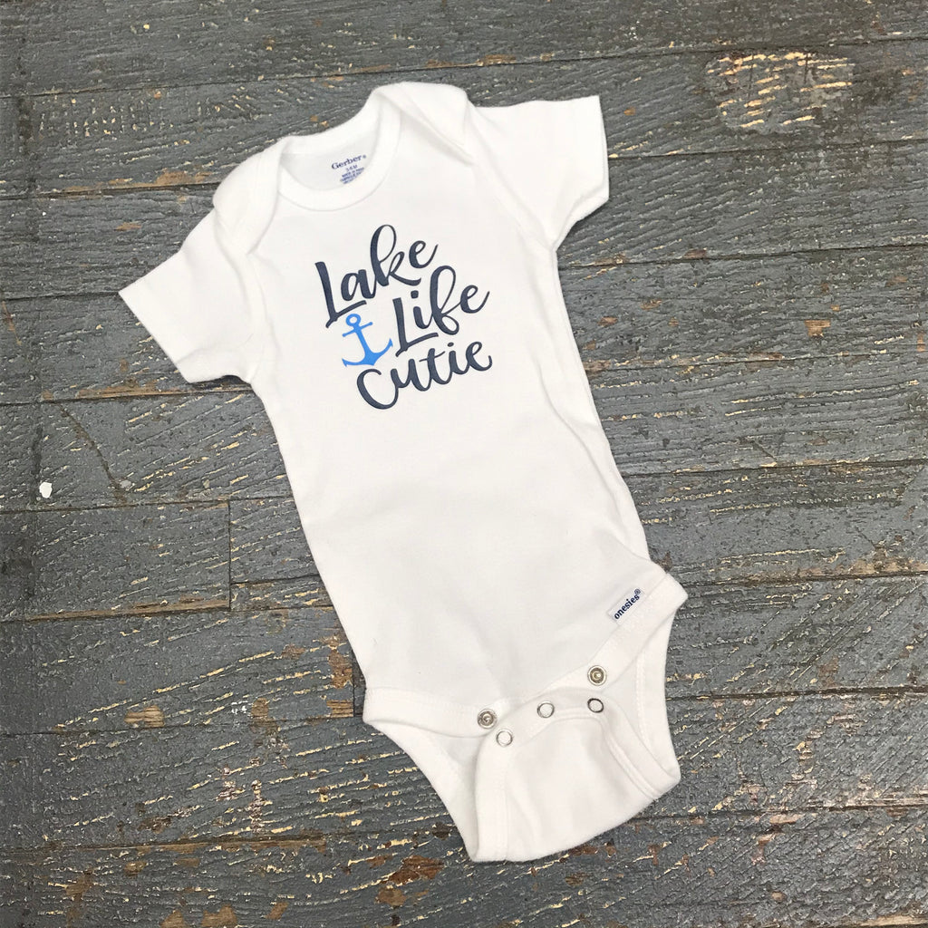 Lake Life Cutie Nautical Anchor Personalized Onesie Bodysuit One Piece Newborn Infant Toddler Outfit