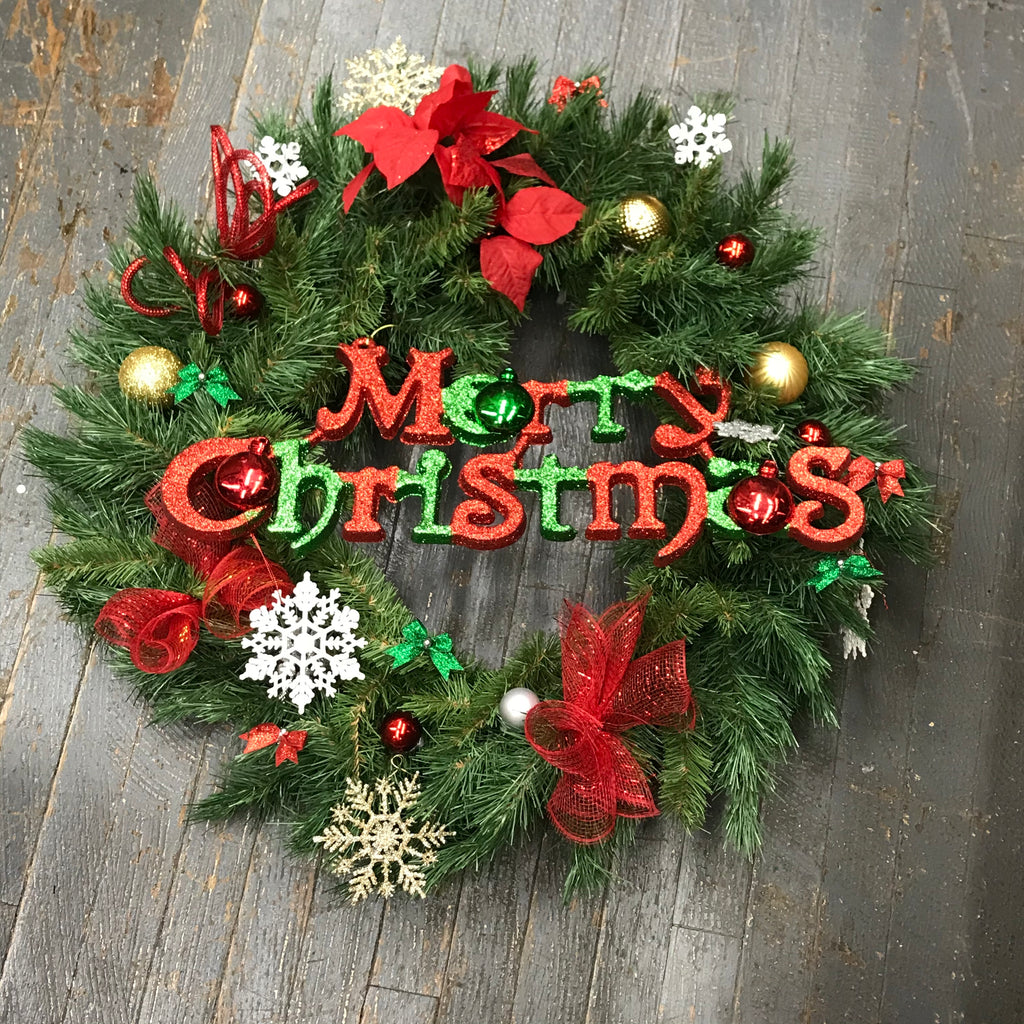 Merry Christmas Holiday Wreath Door Hanger