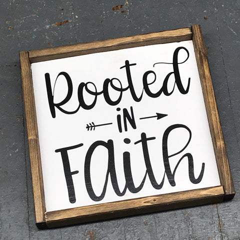 Hand Painted Vinyl Wooden Sign Rooted in Faith