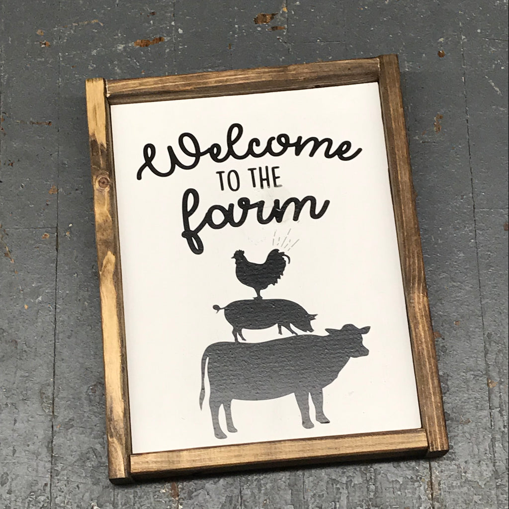 Hand Painted Vinyl Wooden Sign Welcome to the Farm Cow Pig Chicken