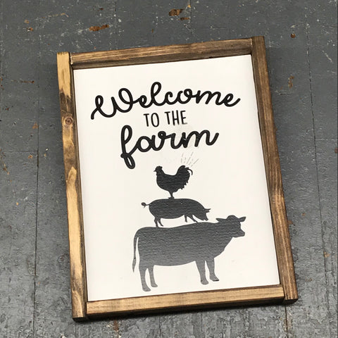 Hand Painted Vinyl Wooden Sign Welcome to the Farm Cow Pig Chicken