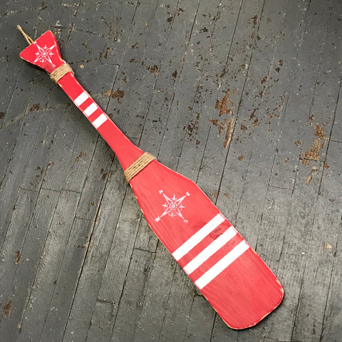 Nautical Compass Hand Painted Wooden Paddle Sign Red