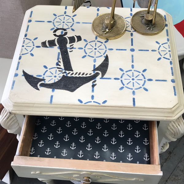 Nautical Ship Anchor Wood Dresser Side Storage End Table