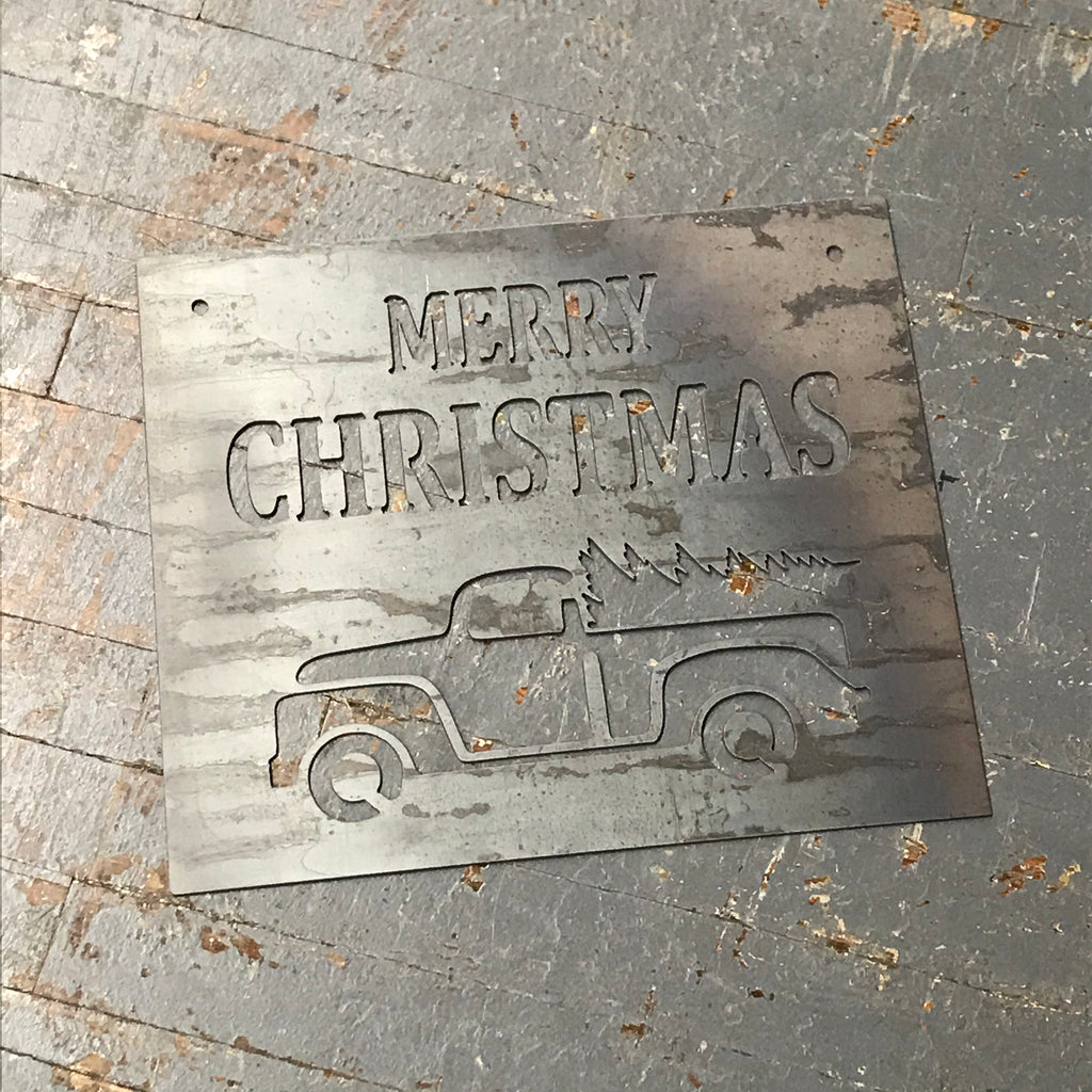 Merry Christmas Vintage Pick Up Truck Metal Sign Wall Hanger
