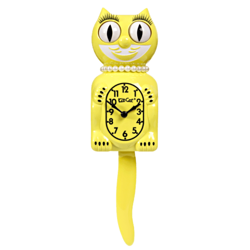 Majestic Yellow Lady Kit-Cat Klock Cat Clock