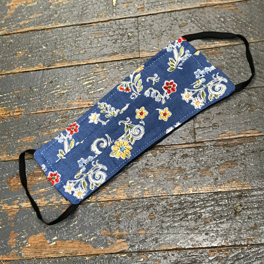 Blue Floral Red Daisy Handmade Cotton Cloth Face Mask Reversible Reusable