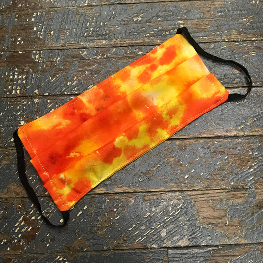Hippie Tie Dye Orange Yellow Water Color Handmade Cotton Cloth Face Mask Reversible Reusable