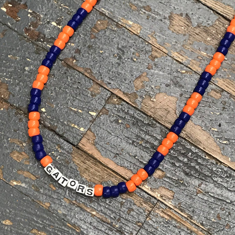 Handmade Beaded Necklace Football Florida Gators